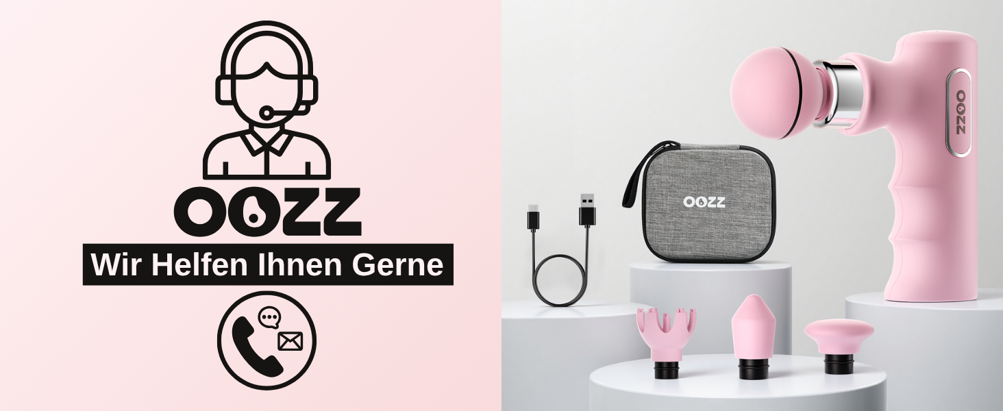 Масажний пістолет OOZZ Mini OZ-3621: портативний, 5 рівнів інтенсивності, 4 насадки, для тіла, ідеальний подарунок для жінок