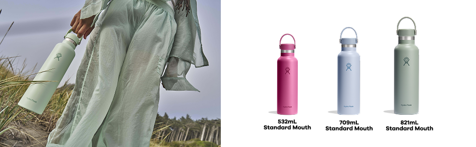 Термобутилка HYDRO FLASK 709 мл з нержавіючої сталі, ізольована спортивна пляшка для води з герметичною кришкою, ремінцем, маленьким горлом, індиго, підходить для посудомийної машини
