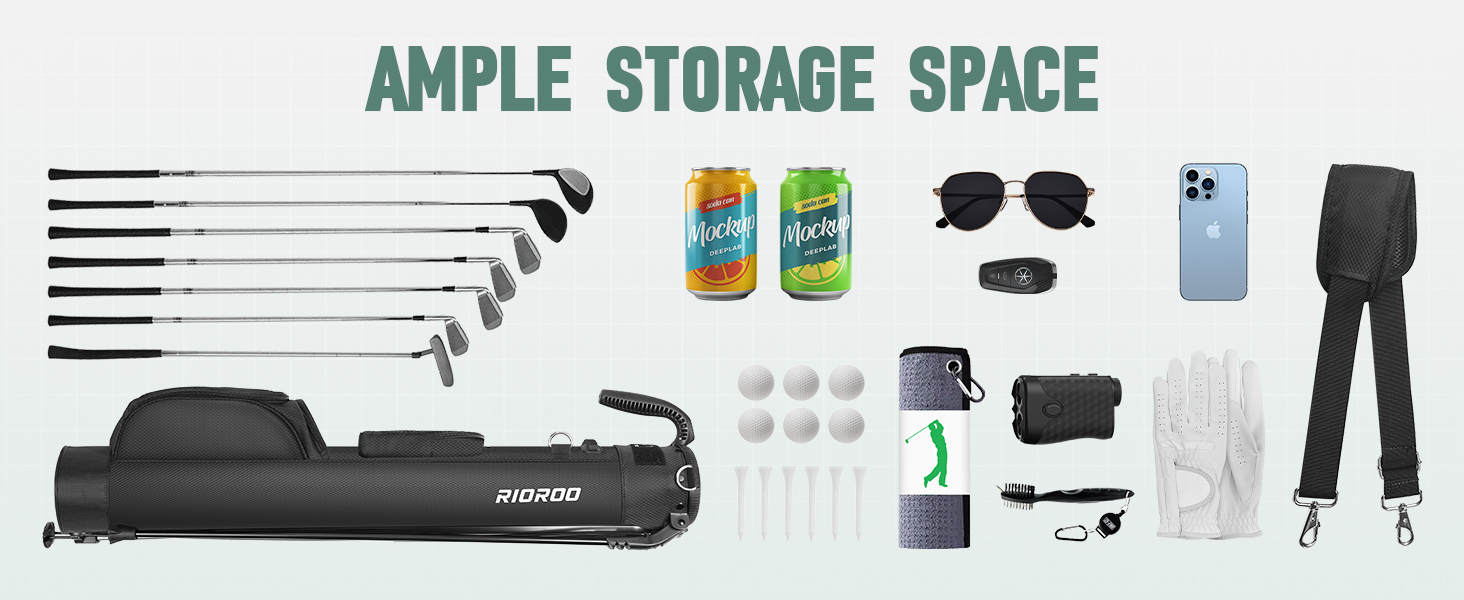 Сумка для гольфу на штативі, чорна A1 - легка, з 3 кишенями, 2-way divider