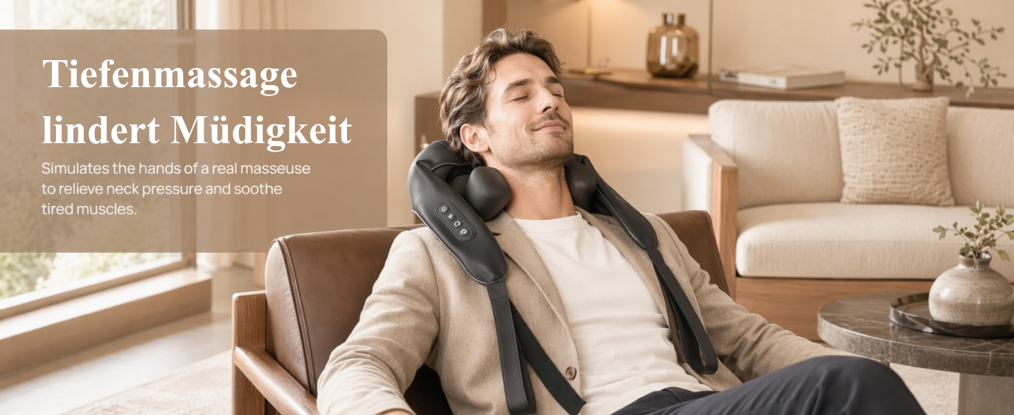 Бездротовий масажер для шиї та плечей 4D Shiatsu з підігрівом, електричний масажер для спини та м'язів, чорний