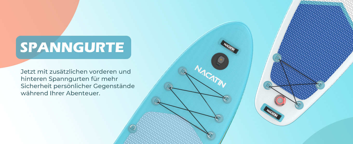 NACATIN SUP дошка надувна 320 см з сидінням, веслом та рюкзаком - для йоги, річки, моря (синій)