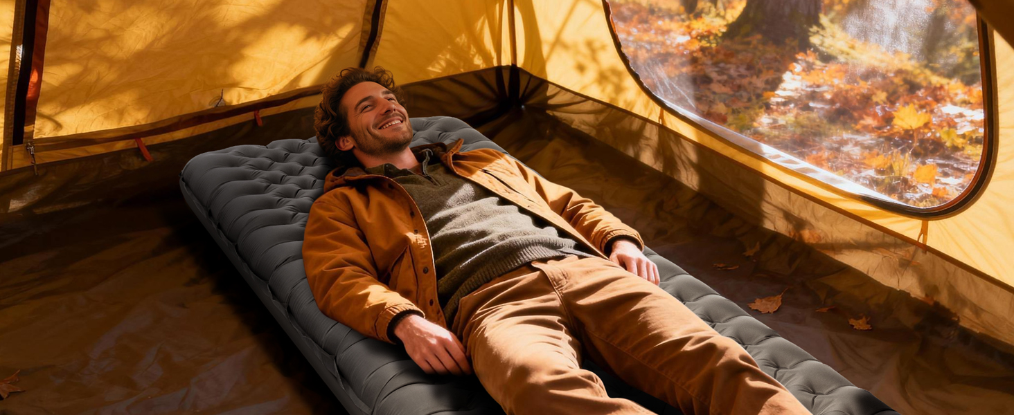 Килимок для кемпінгу HIKENTURE R-Wert 7.3 з ножною помпою, 10 см товщини, 210x64 см, 4 пори року, для туризму та наметів