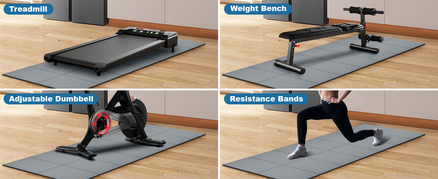 Килимок під тренажер PVC 173x61x0.6 см, захисний шумопоглинаючий мат для бігової доріжки та йоги, водонепроникний (сірий)