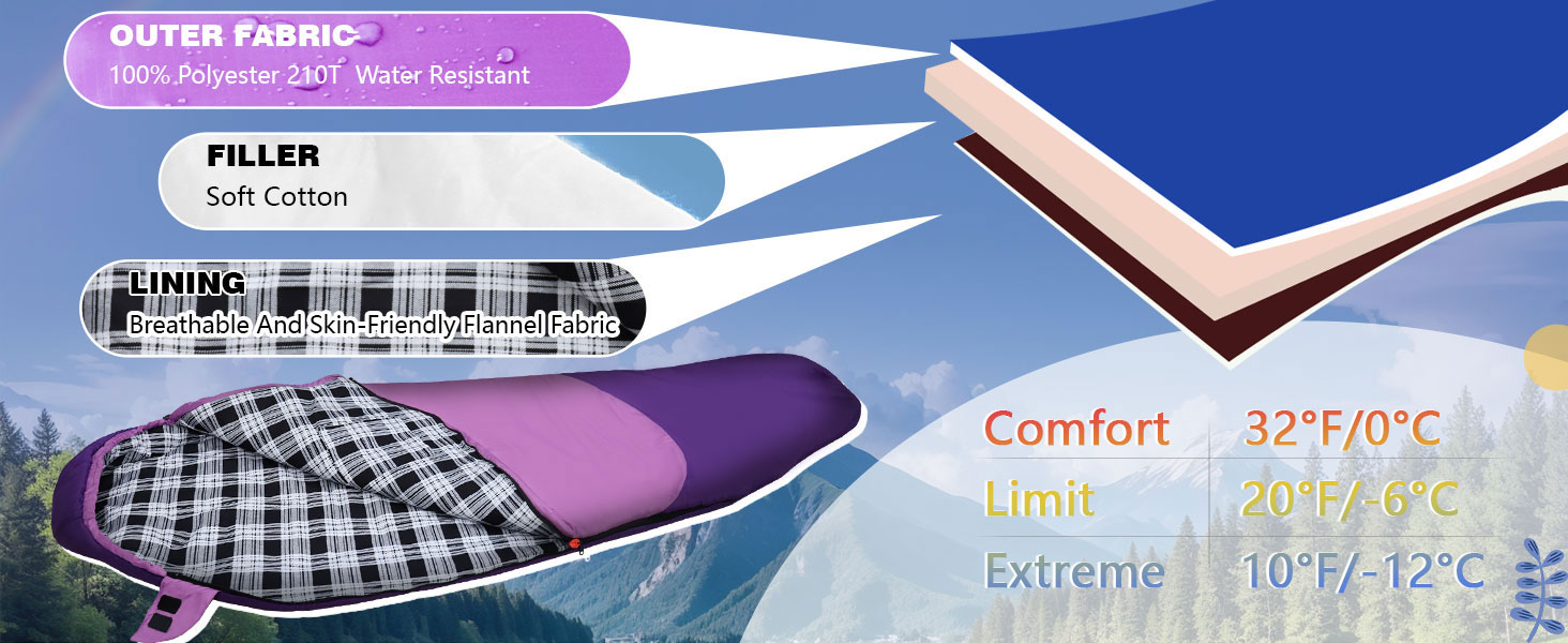 Спальний мішок WKFAMOUT Mumienschlafsack Outdoor -12°C-0°C, 500GSM, фліс, 3-4 сезони, для дорослих та дітей, для кемпінгу та подорожей