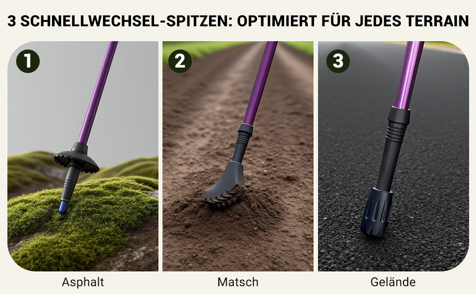 Чоловічі та жіночі палки для скандинавської ходьби, 2 шт. Телескопічні палки для трекінгу з алюмінію з гумовими амортизаторами, фіолетовий колір