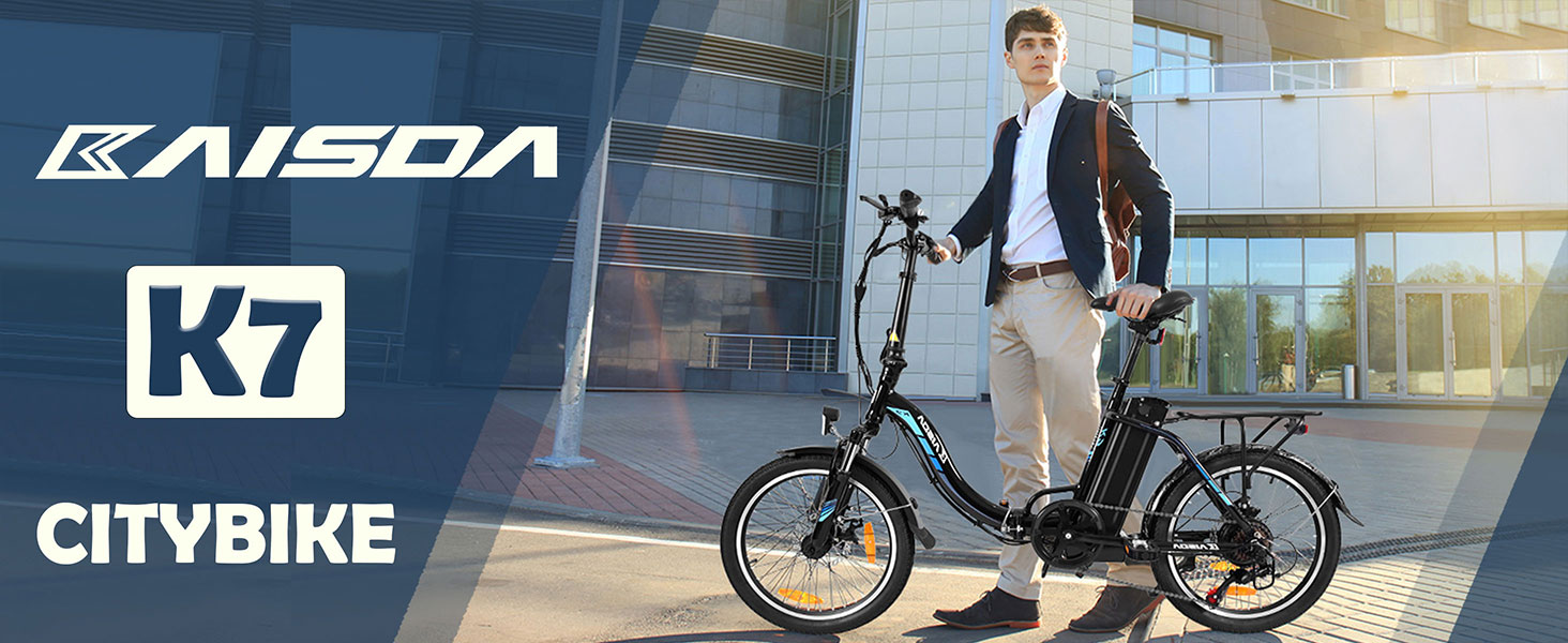 Велосипед KAISDA E-Bike 20 250W 36V 13Ah, 100 км, 7-шв., з кошиком (чорний)