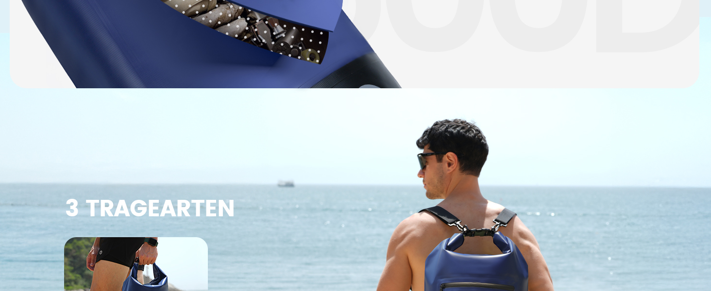 Водонепроникний рюкзак-сумка Dry Bag Lamicall 10 літрів, блакитний - міцний, з водонепроникним чохлом для телефону