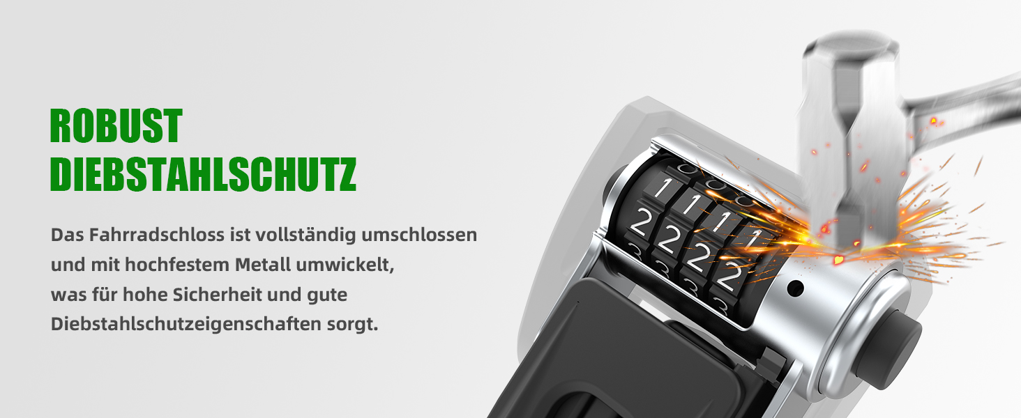 Фарбове замок RBRL Faltschloss з кріпленням для AirTag, 90 см. Висока безпека, числовий замок для електровелосипеда, MTB та шосе