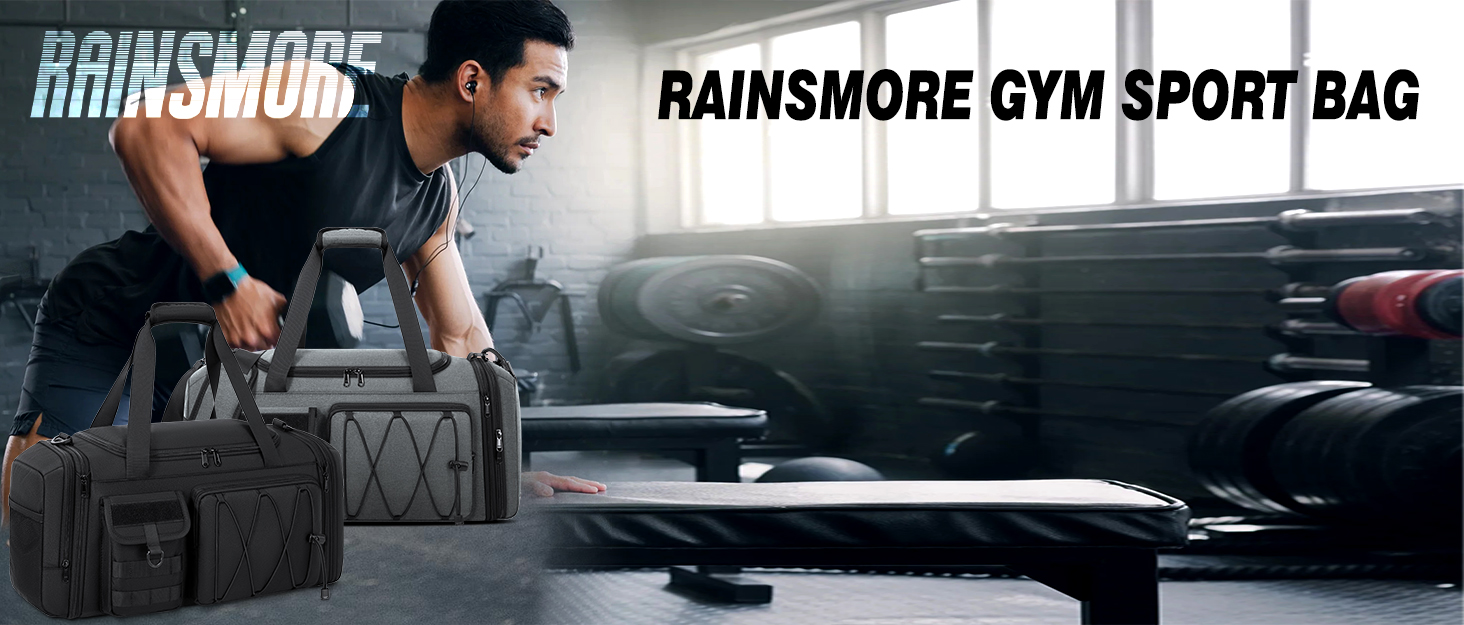 Спортивна сумка RAINSMORE 40L, водонепроникна, з відділенням для взуття, для чоловіків та жінок, чорна