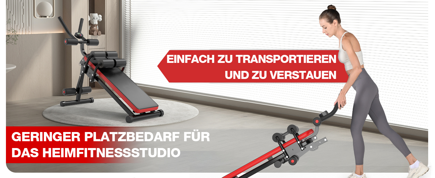 Тренажер для пресу з LCD-монітором для дому. Багатофункціональний тренажер для всього тіла, до 150 кг. Чорно-червоний.