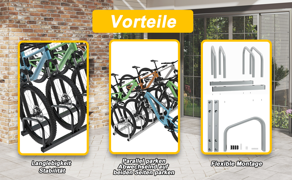 Підставка для велосипедів на 6 велосипедів FIVMEN - стійка для паркування, чорна