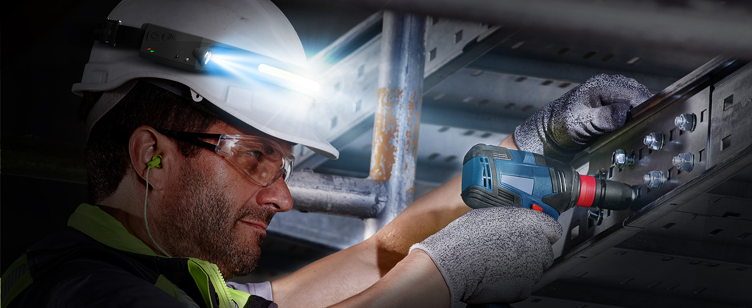 Налобний ліхтар UNBON LED акумуляторний, перезаряджається через USB-C, дуже яскравий, з регулюванням яскравості, 3 режими, сенсор, IPX4, вологостійкий, для туризму, риболовлі, 2 шт.