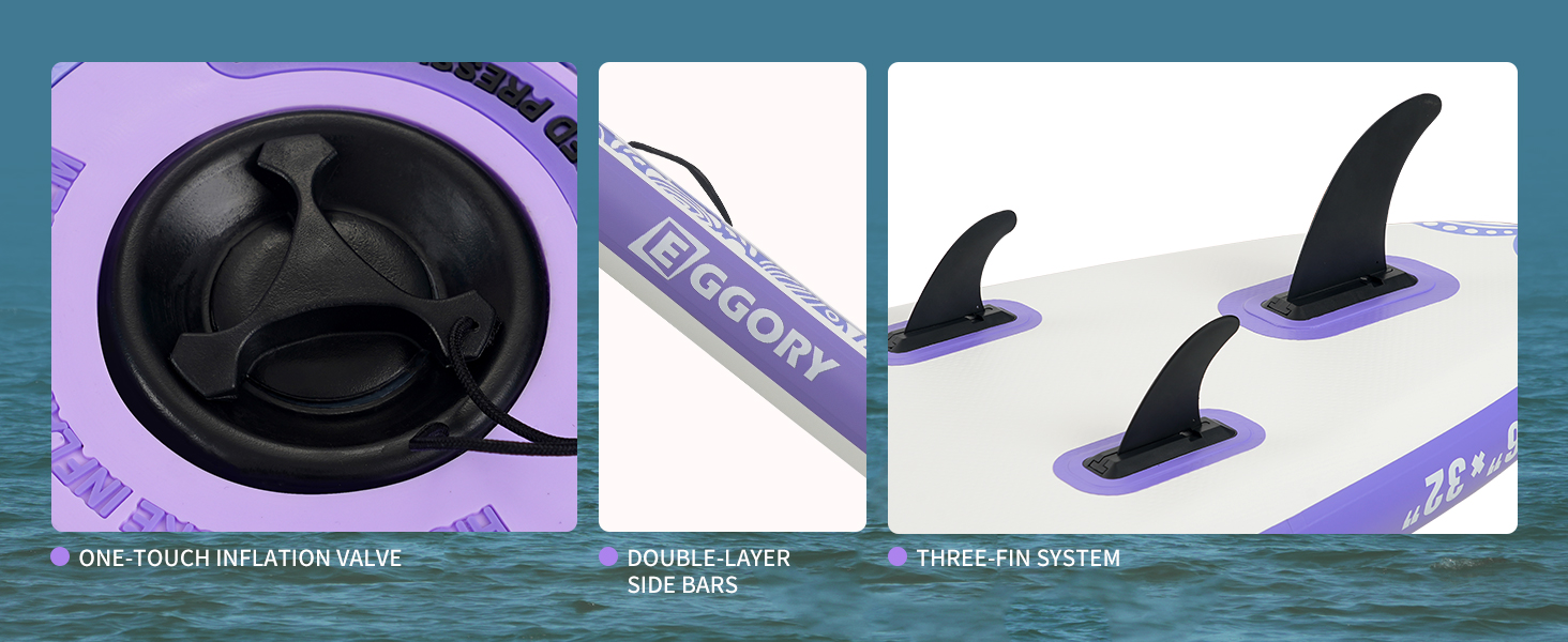 SUP-дошка надувна Totem Violett, широка, з фіном та ручним насосом для плавання