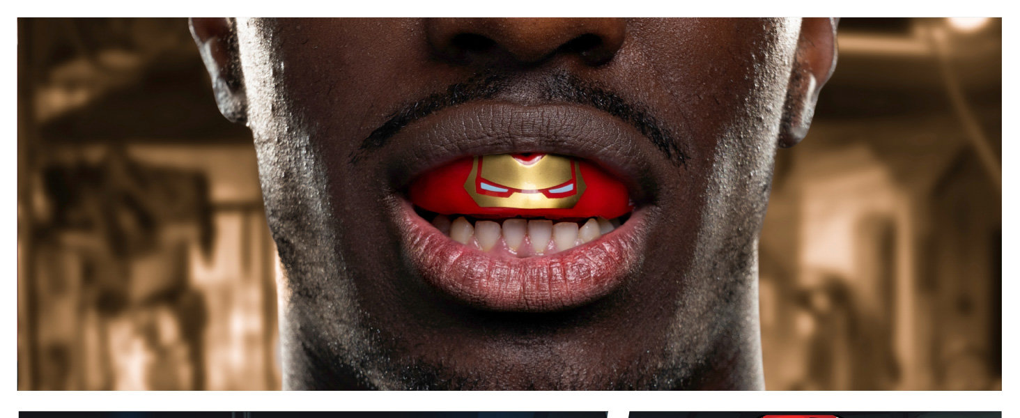 Захист зубів Marvel Iron Man для дорослих та дітей. Захисний капу для спорту (ругбі, MMA, бокс, джудо, хокей). Підходить для дітей до 11 років.