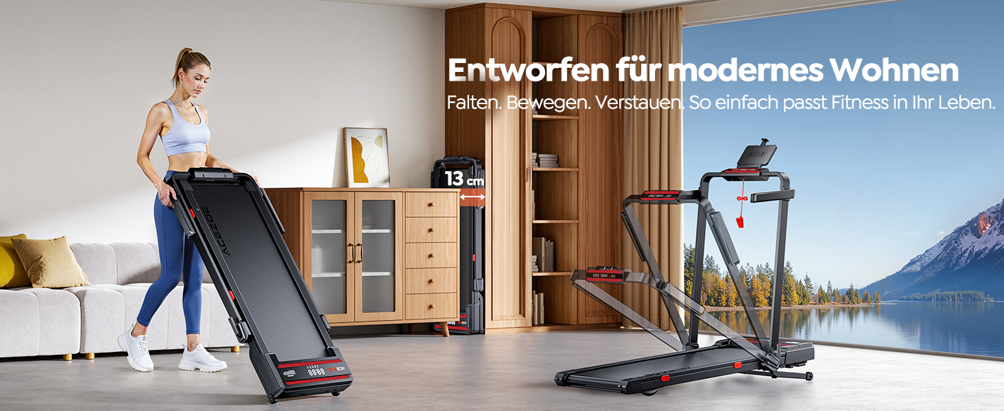 Бігова доріжка для дому Laufband 6-в-1 з автоматичним нахилом 0-15%, 3.0 к.с., складна, для дому та офісу, з динаміками, до 136 кг (винний колір, 137x71.8x13 см)