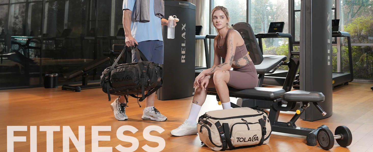 Спортивна сумка-рюкзак Tolaccea 40L з відділеннями для взуття, мокрого одягу та ноутбука 15.6