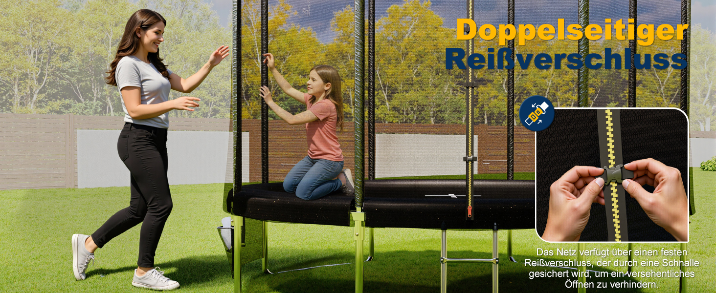 Батут JUMMICO Outdoor для дітей Ø 183/228/305/366/427 см з сертифікацією GS, з драбиною та бічною кишеню (228 см), чорний