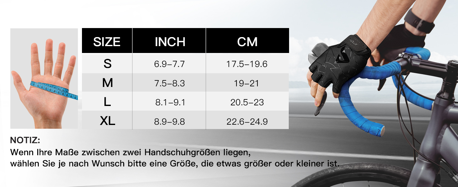 Велосипедні рукавички ATERCEL з відкритими пальцями для чоловіків та жінок - рукавички для MTB, їзди на велосипеді та фітнесу з SBR-подушками, чорний, розмір M