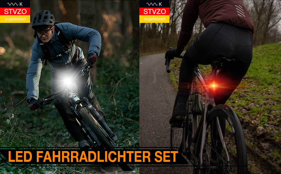 Набір велосипедних ліхтів Deilin: LED, 70 Lux, USB, водонепроникні (IPX5), переднє та заднє освітлення