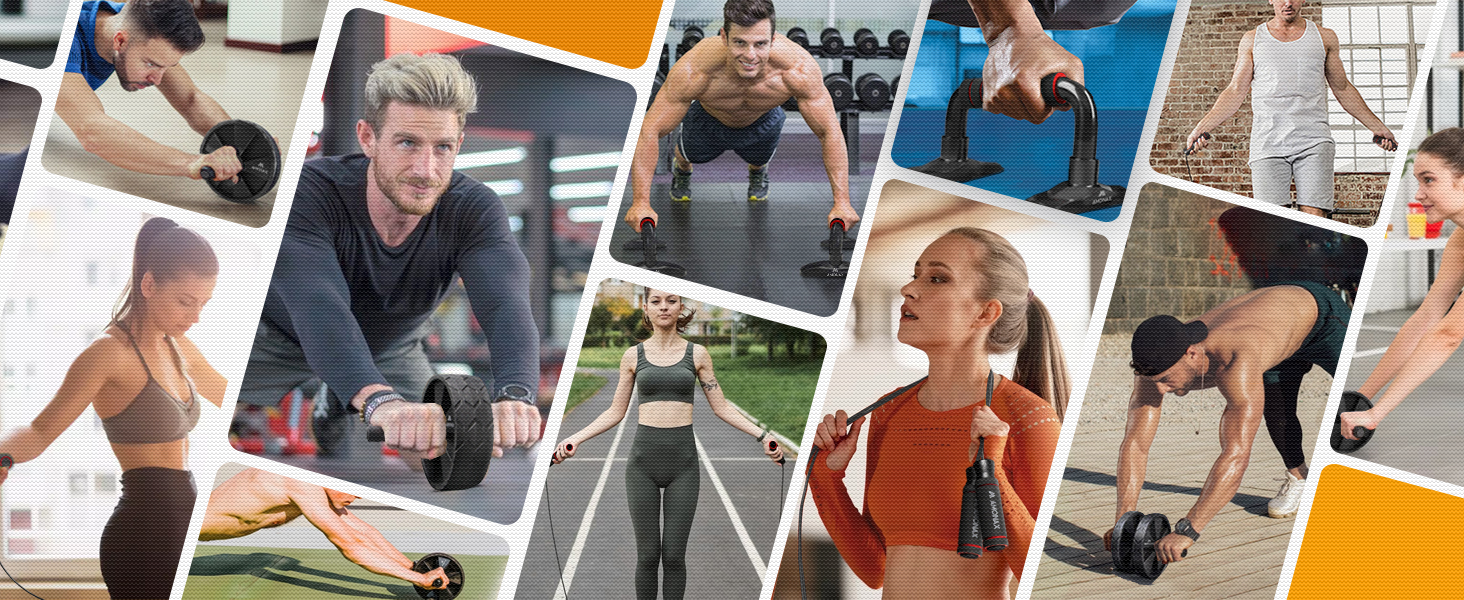 Ролер для пресу Amonax, тренажер для живота, колісо для пресу з килимком для колін, для чоловіків та жінок, тренування пресу (Чорний 3-в-1 комплект)