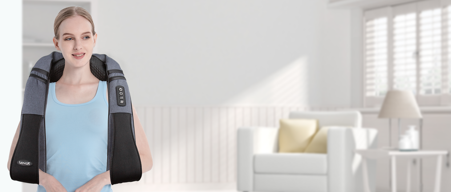 VOYOR HEALTH масажер для шиї з підігрівом, 4D шиацу масажер глибоких тканин для зняття болю у м'язах шиї, спини, плечей, для дому, офісу, авто, модель PJ200
