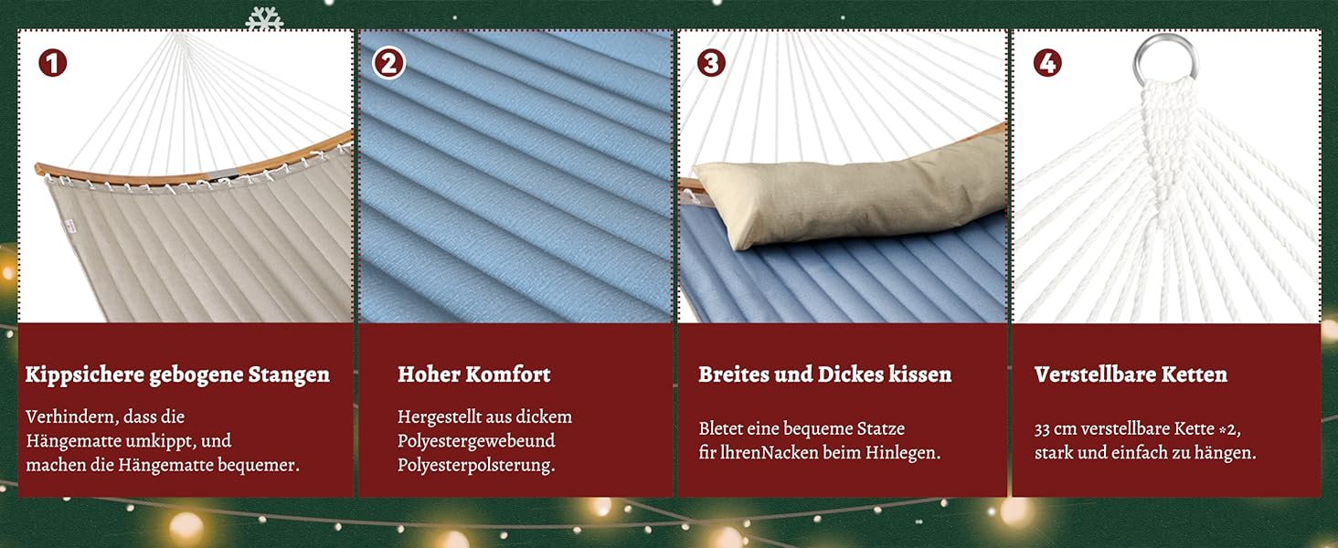 Гамак для двох Bathonly, 3 м, двобокий, джинсовий, до 204 кг