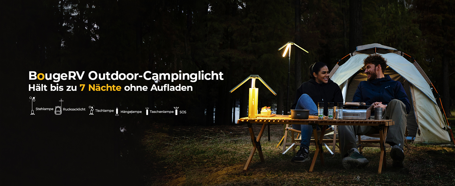 Ліхтар кемпінговий BougeRV 15600mAh, перезарядна лампа для кемпінгу, регульована висота та кут, IP54, водонепроникний, для кемпінгу, подорожей, надзвичайних ситуацій, зелений