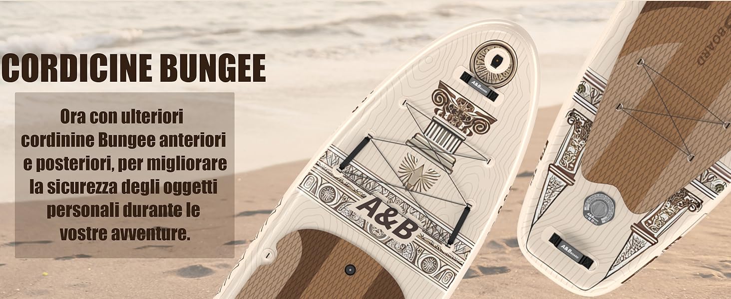 Надувний SUP-борд A&BBOARD з аксесуарами, 335x88 см, для підлітків та дорослих, бежевий + вінтажний