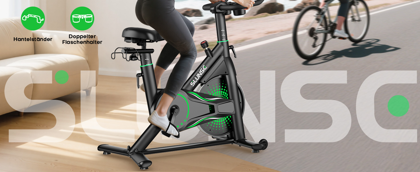 Магнітний велотренажер Heimtrainer з додатком, регульованим опором, LCD-дисплеєм та тримачем для планшета, до 180 кг, чорно-зелений