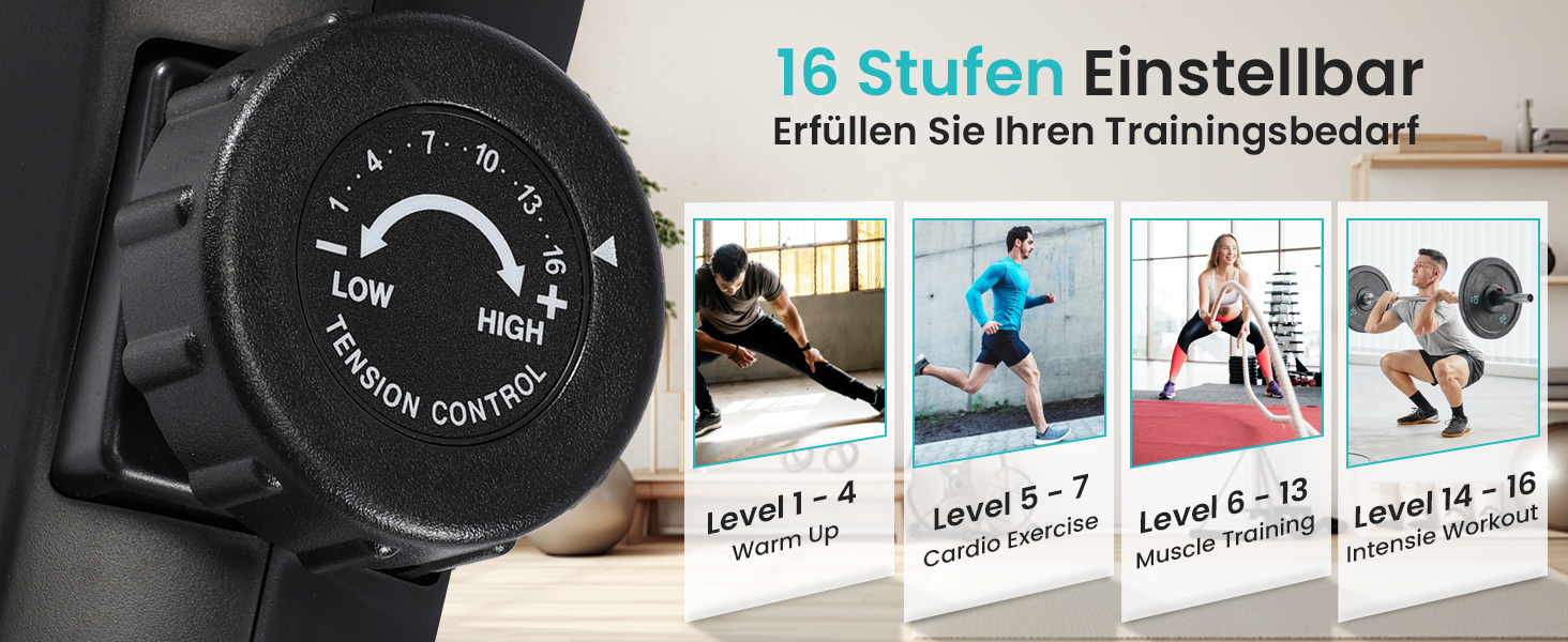 Ергометр Wenoker для дому з магнітною гальмом, датчиками пульсу та LCD-дисплеєм, 16 рівнів опору, до 160 кг, спинна опора, для літніх людей