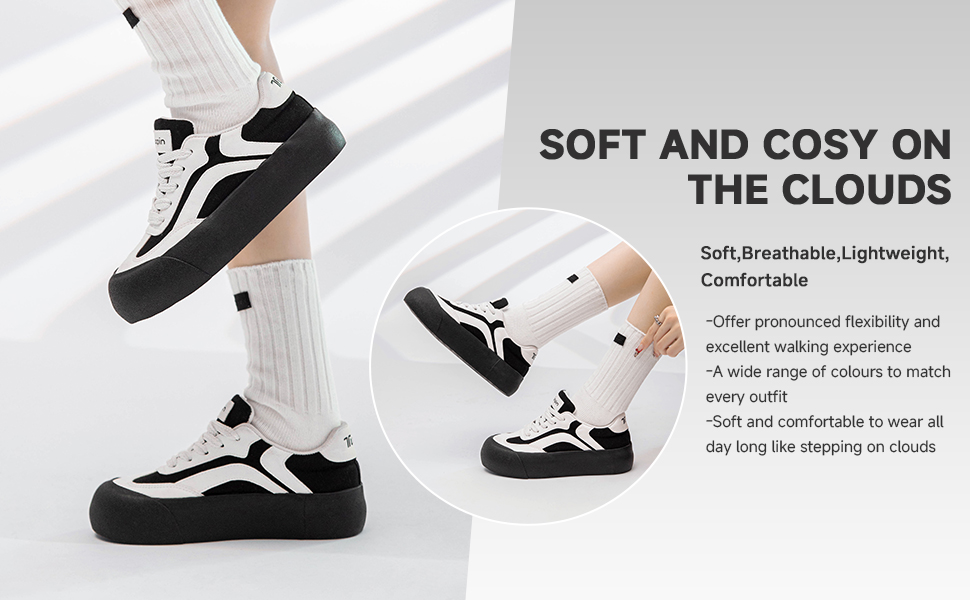 Жіночі кросівки Tuopin Mode: класична гумова підошва, стильні, неслизькі, повсякденні. Чорно-білі (39.5 EU)