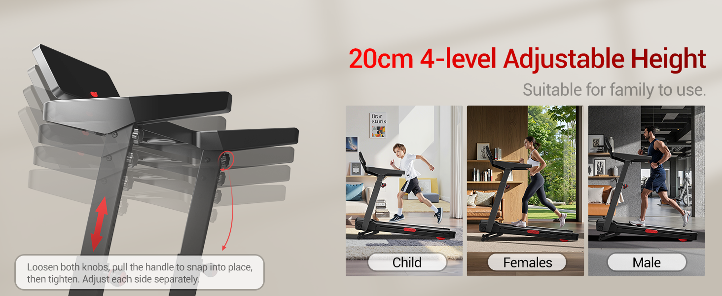 Бігова доріжка UMAY з автоматичним нахилом 20%, швидкість до 14 км/год, складний, 4-рівнева консоль, тихий 3.5 PS мотор, для дому, вантажопідйомність до 180 кг