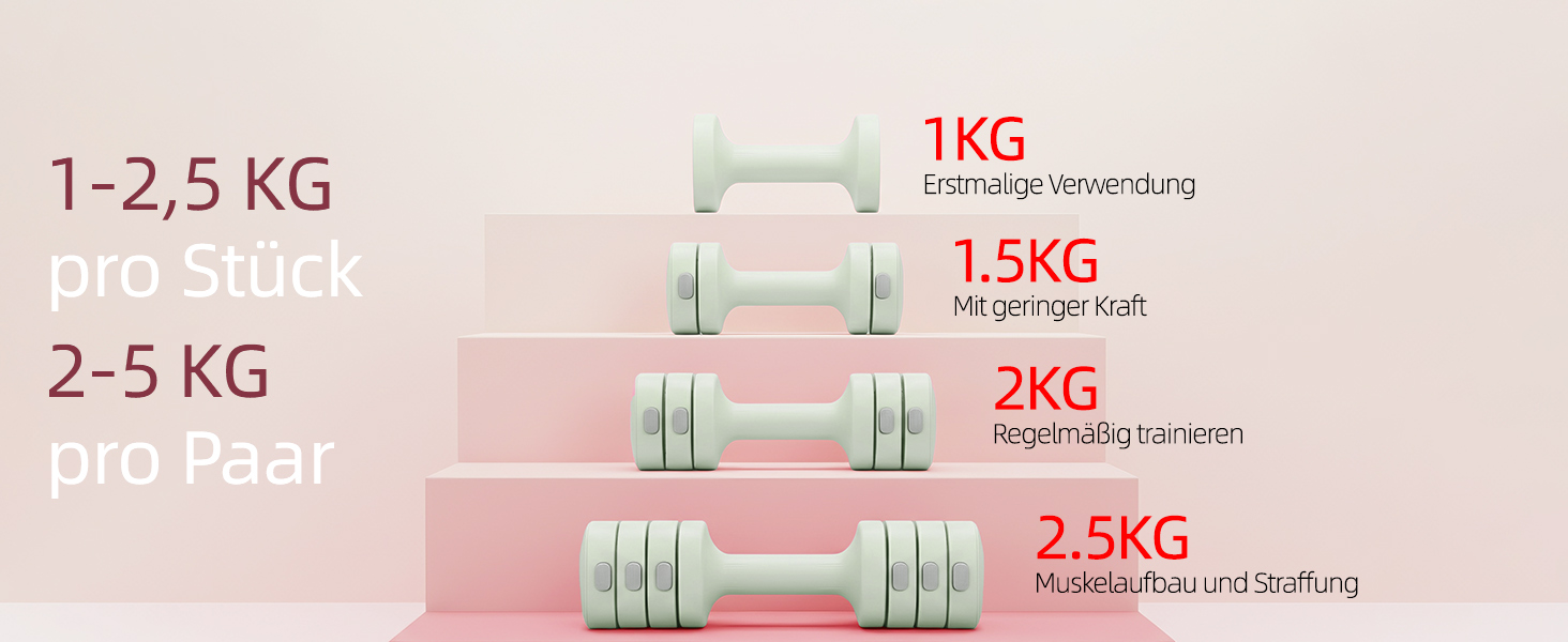 Набір гантелей Abahub 4-в-1: регульовані штанги для дому, фітнесу та силових тренувань. Підходить для жінок та початківців, вага 1-2.5 кг (зелені)