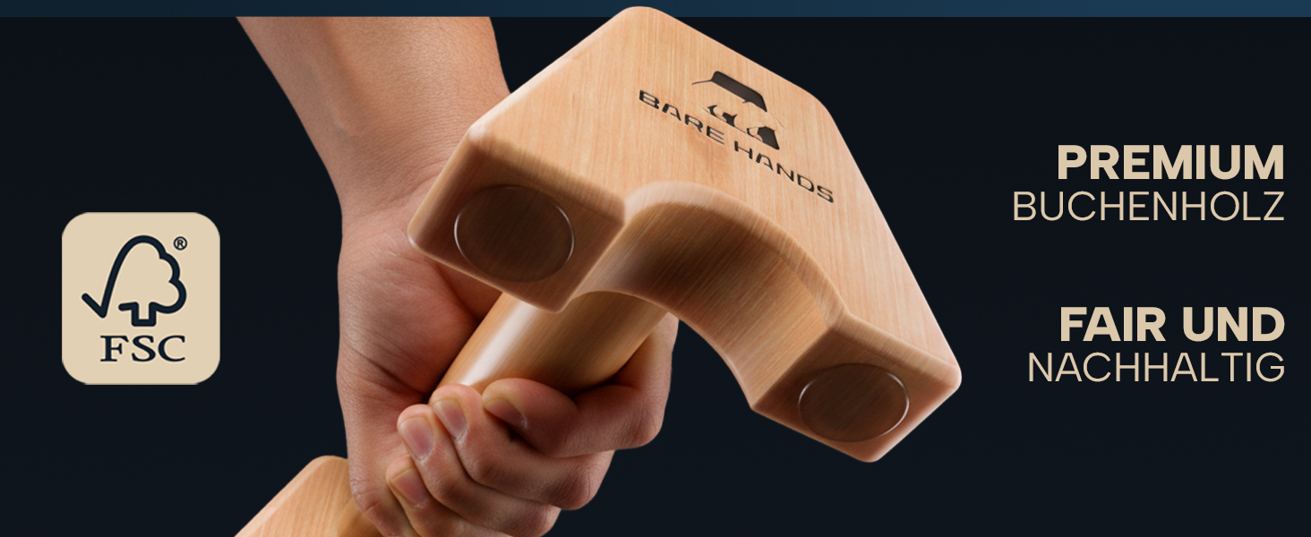 Набір дерев'яних опор для віджимань BARE HANDS (S + L) — Паралетси для калистеники, стійких гімнастичних ручок для хендстенду та тренувань, 2 шт. (світле дерево)