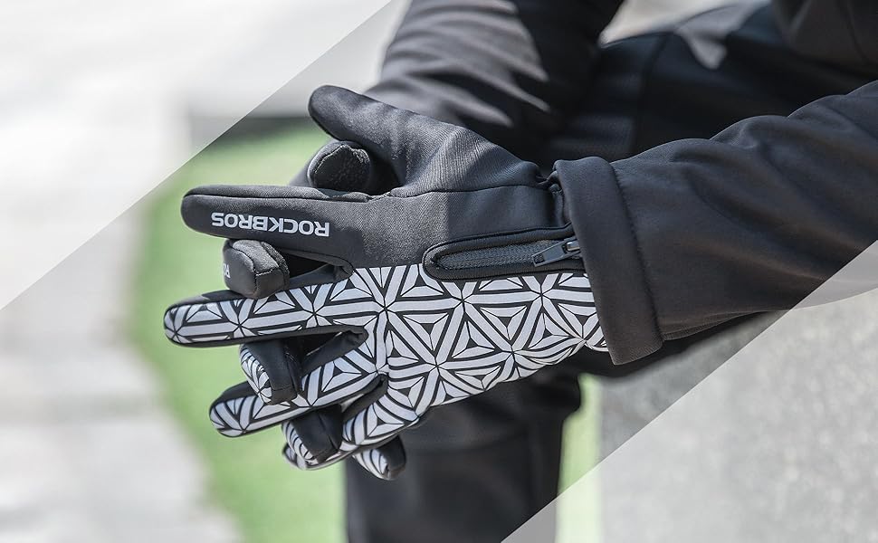 Велосипедні рукавички ROCKBROS зимові теплі з сенсорним екраном, антиковзні спортивні рукавички для їзди на велосипеді, бігу, фітнесу, XXL, чорно-кольорові