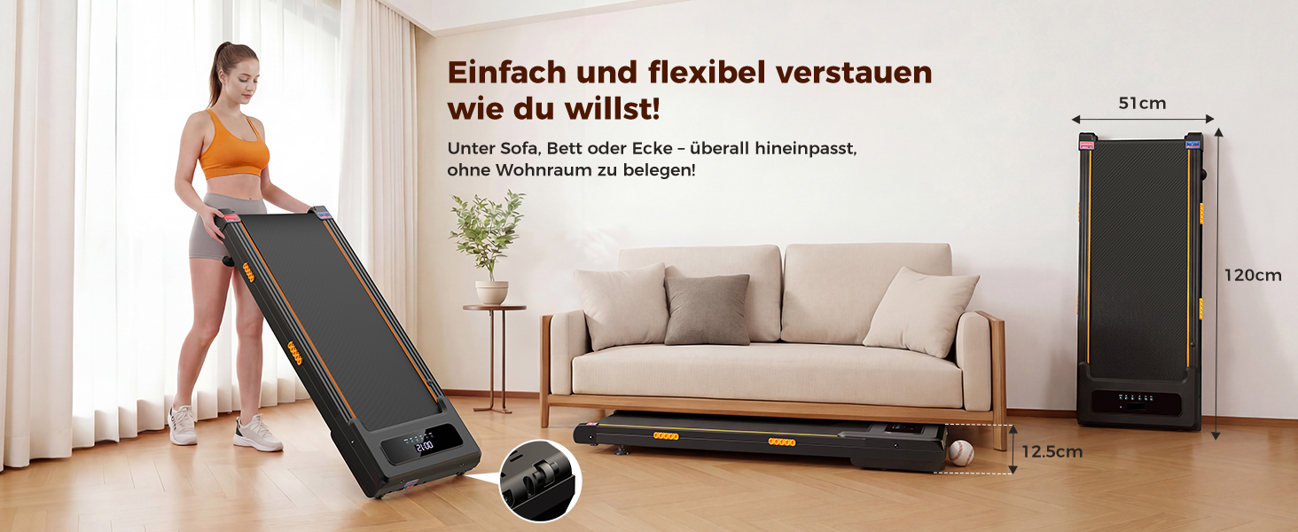 Walking Pad з регулюванням нахилу 12%, амортизація, біговий стіл з розумним додатком, двигун 2.5PS, для дому та офісу, пульт дистанційного керування та LED дисплей, 180 кг, автоматичний нахил та додаток