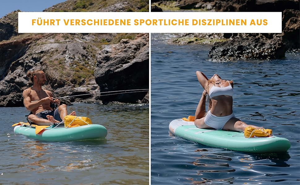 Надувний SUP-борд HUIIKE з аксесуарами: весло, фіни, насос. Стабільний та міцний, 305 x 84 x 15 см, до 130 кг