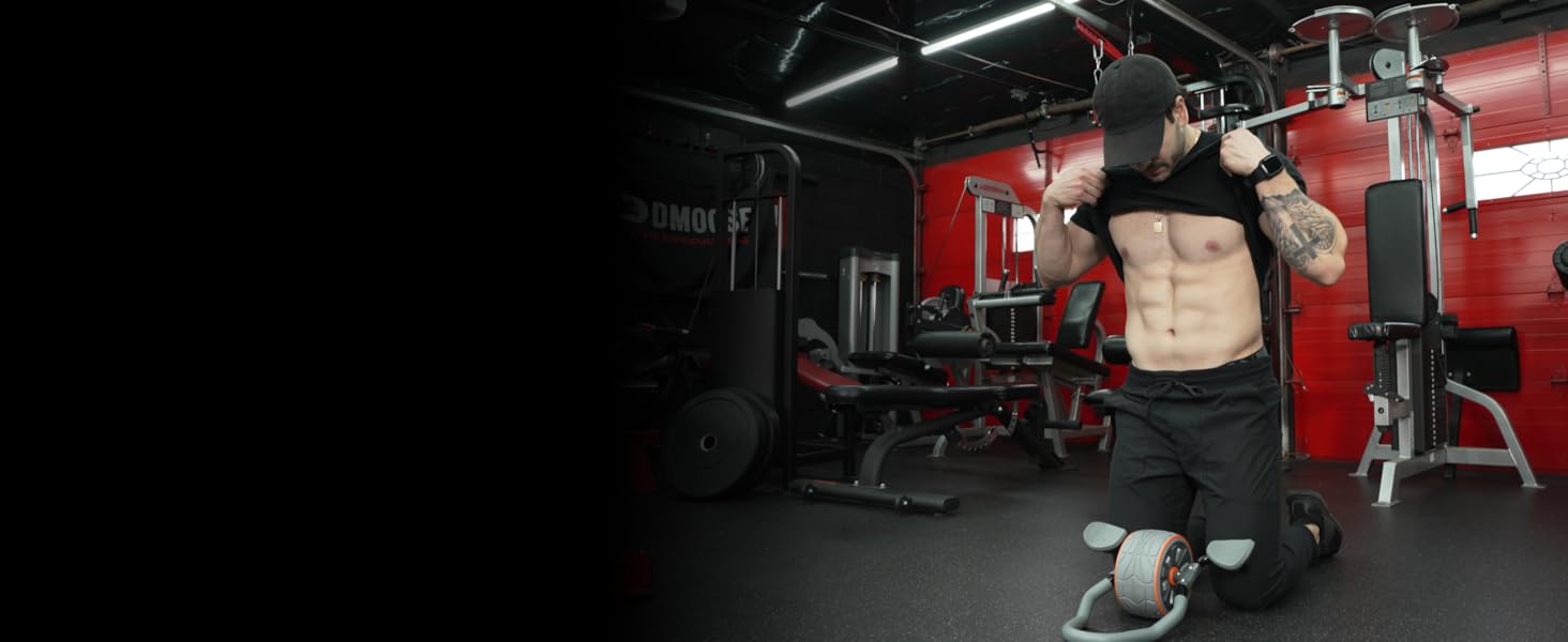 Ролер для пресу DMoose з наколінниками для тренування пресу та кора. Ідеально для дому та фітнесу (сірий)