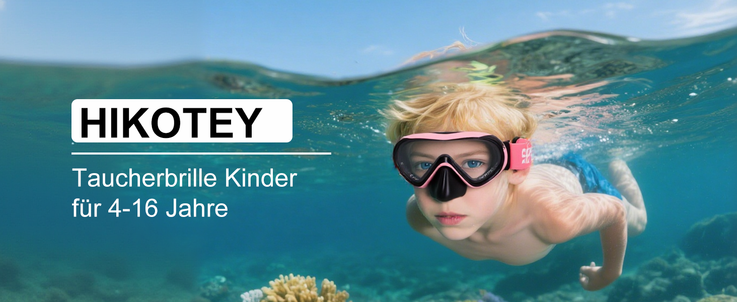 Дитячі маски для снорклінгу Kinder з трубкою, 180° панорама, HD, проти запотівання, для дітей 4-16 років (Рожева)