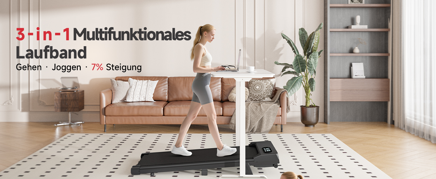 Walking Pad для дому HomeFitnessCode: електричний біговий килимок з нахилом, 1-8 км/год, чорний глянцевий