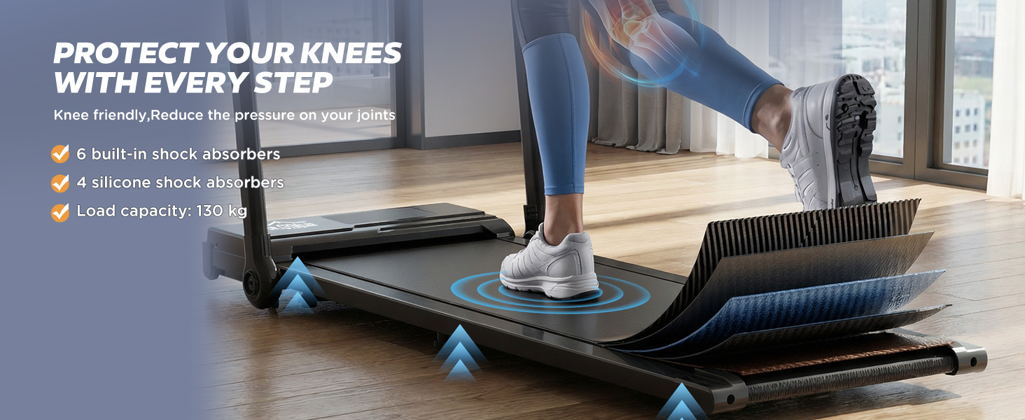 Бігова доріжка Walking Pad 6-в-1 з нахилом 3–15%, регульованою ручкою та столом, швидкість 1–12 км/год, 8-точкова амортизація, LED-дисплей, пульт ДК, до 130 кг