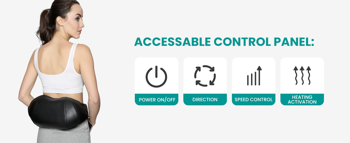 Масажер для шиї та спини Nekteck Shiatsu з підігрівом, електричний 3D-масажер для тіла, розслаблююча масажна подушка для шиї, спини, плечей, ніг, зняття болю в м'язах, для дому, офісу та авто, чорний