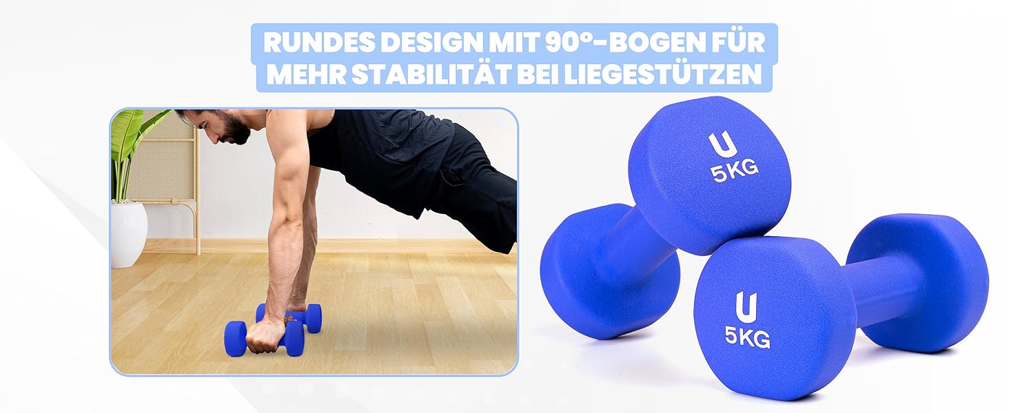 Гантелі неопренові UNYCOS 2 шт. (1-10 кг) - короткі, антиковзаючі для жінок та чоловіків, проти ковзання | для фітнесу, силових тренувань, пілатесу, гімнастики, домашнього спортзалу