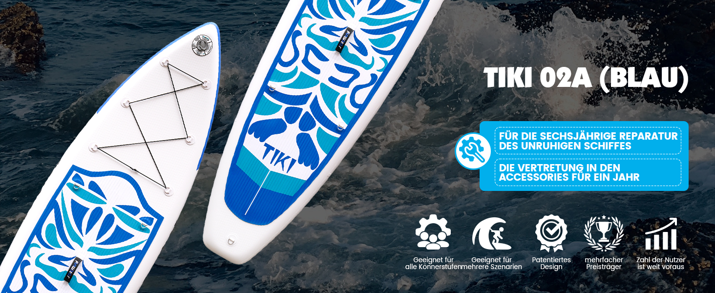 SUP дошка FunWater TIKI-BLUE надувна, з аксесуарами