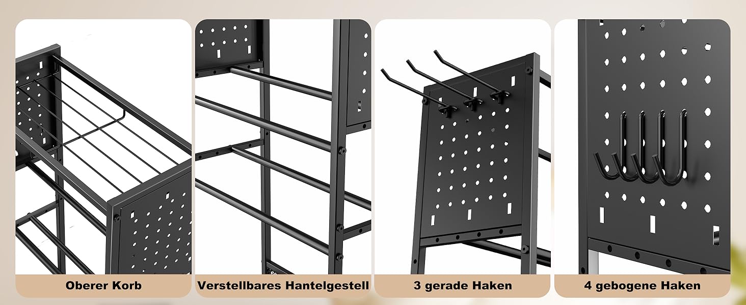 Металевий стійка для гантелей та гирь, органайзер для йога-матів, чорний. Підійде для домашнього спортзалу