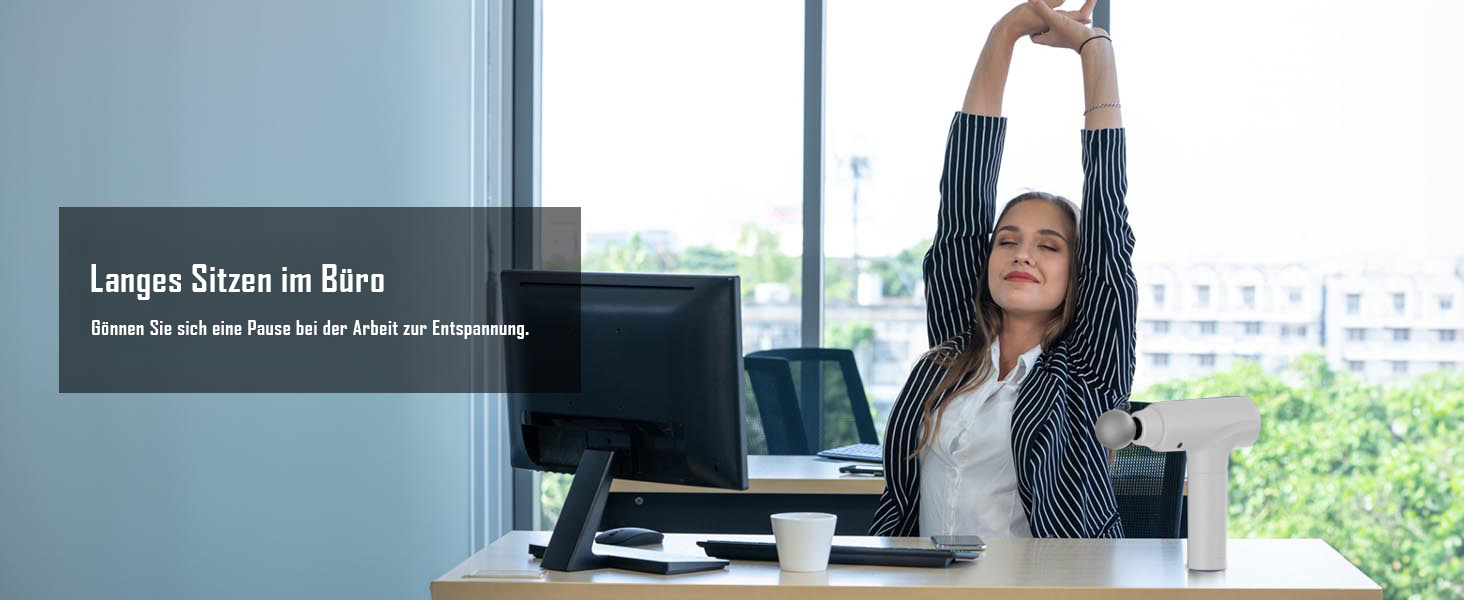 Електрична масажна пістолета з підігрівом, 20 швидкостей, 10 насадок, LED-дисплей, тиха робота (білий)