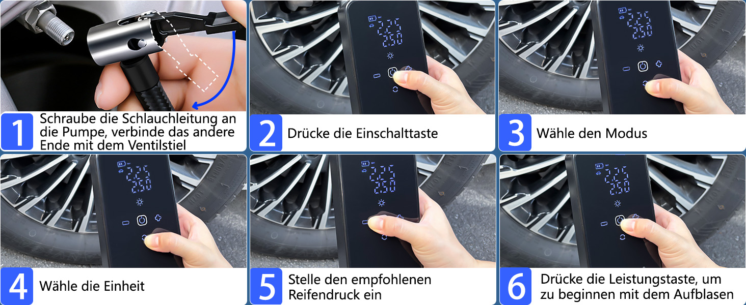 Електричний повітряний насос для велосипеда з акумулятором 150PSI: компресор з акумулятором 6000mAh, манометром для велосипедів, мотоциклів та автомобілів