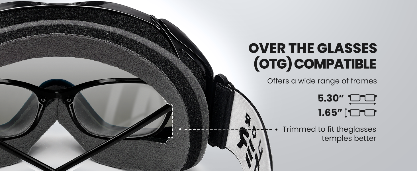 Гірськолижні окуляри OutdoorMaster OTG для дорослих та підлітків, матова чорна рама, лінзи Polykarbonat A1-vlt