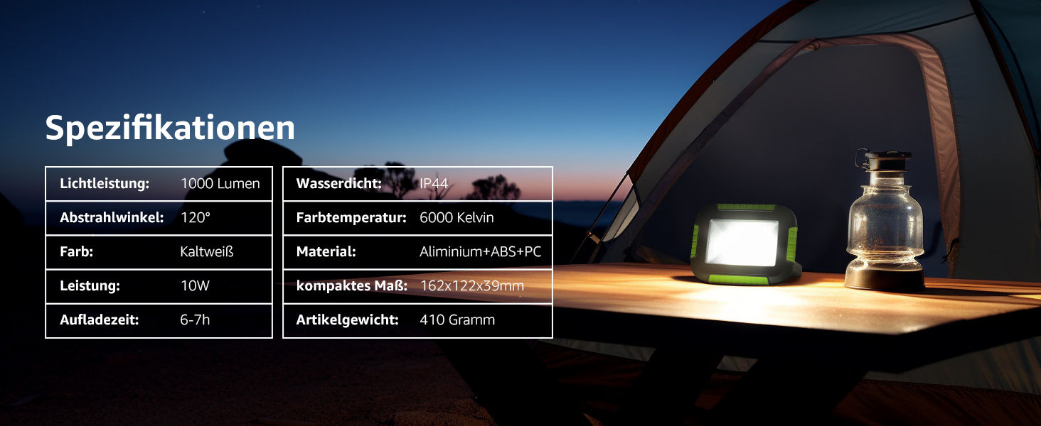 LED кемпінговий ліхтар 10W з акумулятором 4400mAh, 1000lm, 3 режими, димер, для кемпінгу, намету, надзвичайних ситуацій