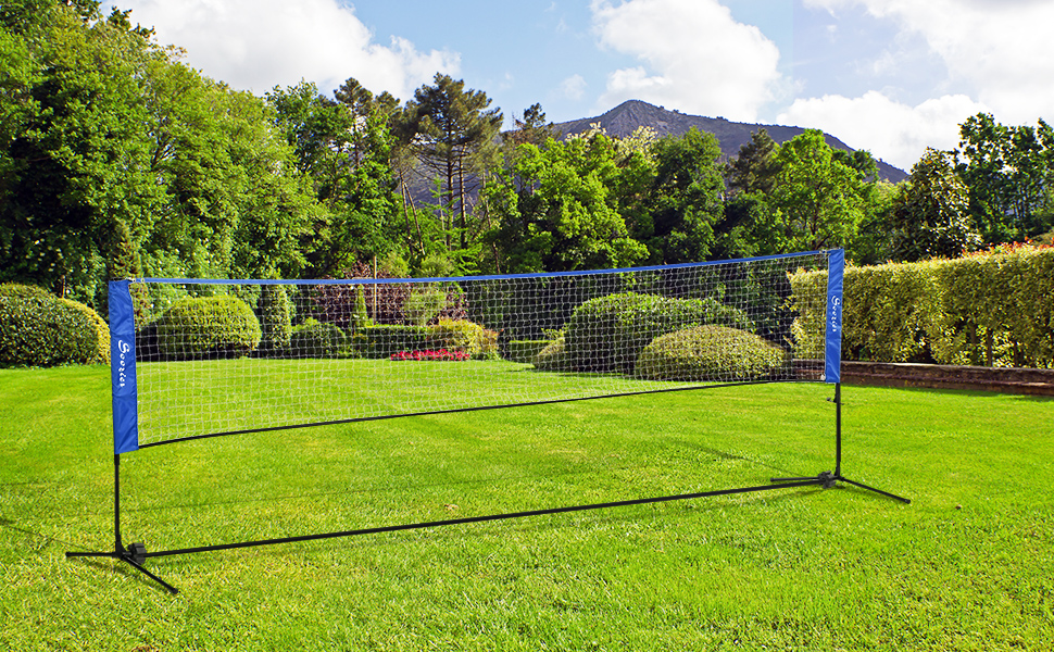 Сітка для бадмінтону SPORTNOW 3/4м, розкладна, регульована висота, для тенісу, бадмінтону, піклболу, волейболу, з сумкою, чорно-синя